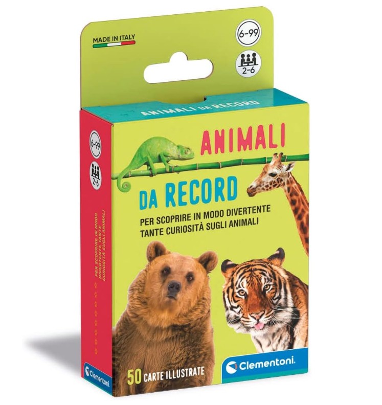 CLEMENTONI - ANIMALI DA RECORD , Carte per Scoprire Curiosità sugli Animali